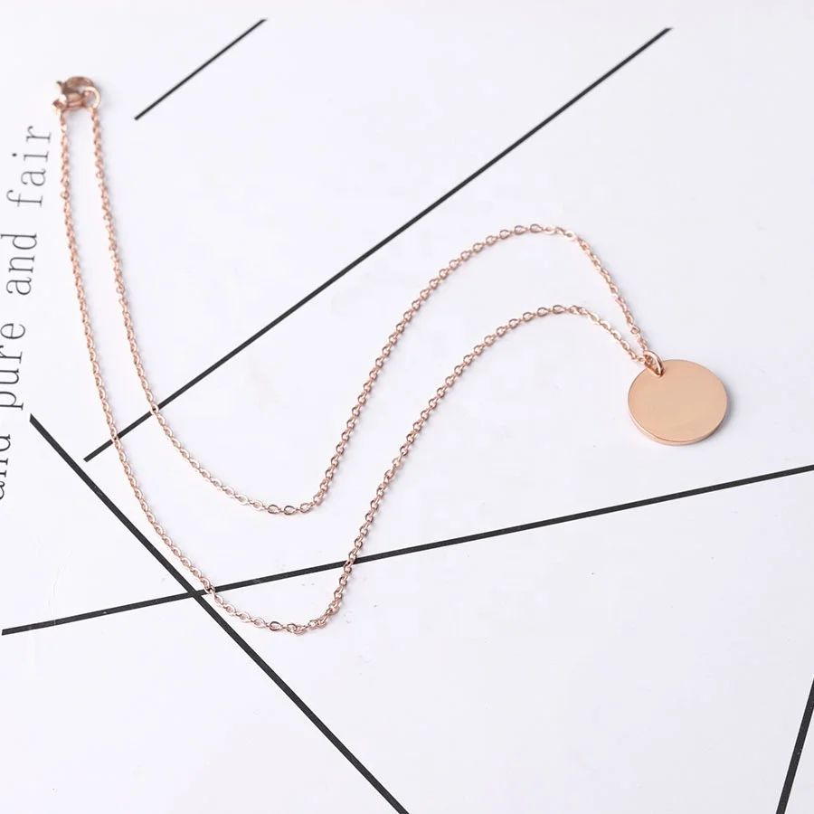 Dina 2022 New Arrival 18K PVD Gold Plated Round DIY Customize Blank Choker Necklace Stainless Steel Jewelry For Friends Gift