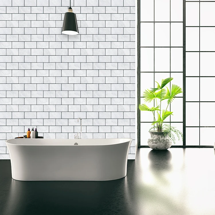 Self Adhesive Stickers Tiles for Kitchen Grey Subway Wall Tile Peel and Stick Marble Backsplash