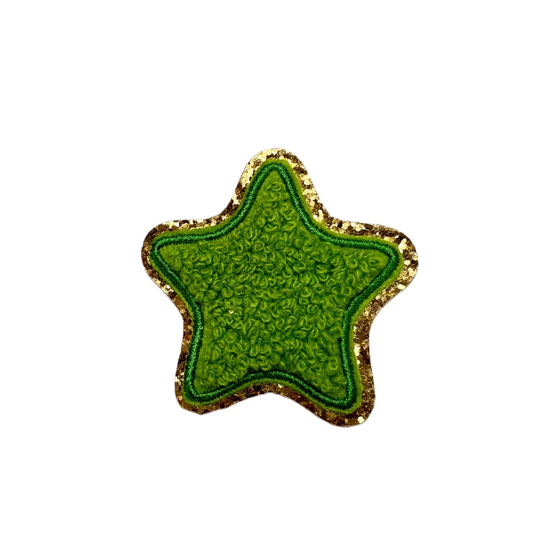 Sticker Self-adhesive Chenille Multicolored Colorful Star Embroidery Patches