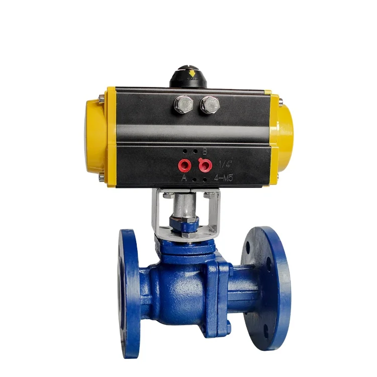 COVNA DN50 2 inch Regulating Type 2-Way Fluorine Lined PTFE Pneumatic Flanged Ball Valve