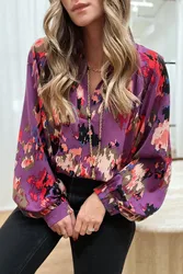 Wholesale Fashion Casual Print Shirts Blouses Women Long Sleeve Tops Shirts For Women