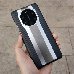 Luxury Carbon Fiber Leather Case for Huawei Mate 40RS Porsches Design Sports Car Electroplated Carbon Fiber Leather Back Cover