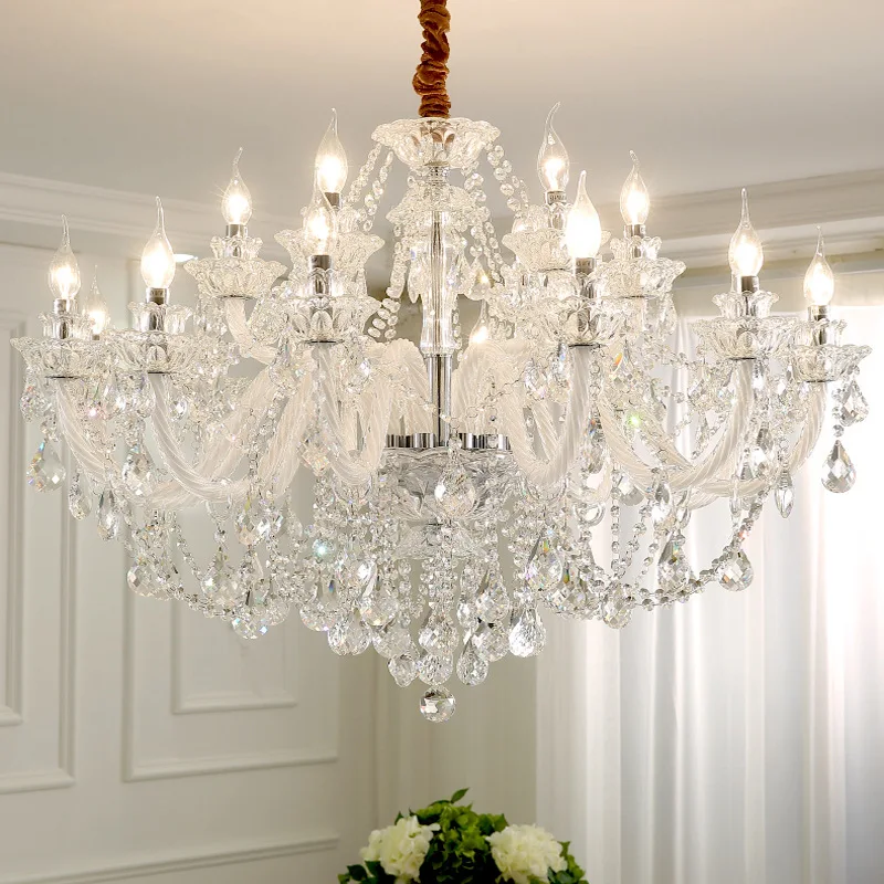12+6 Arms K9 Crystal Dining Room Lights Chandelier Pendant Hanging Interior Decoration