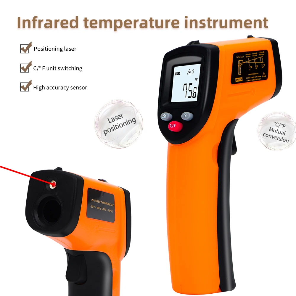 GM320 Temperature Tester Thermometer LCD Digital IR Laser Infrared Temperature Gun Temperature Meter For Industrial