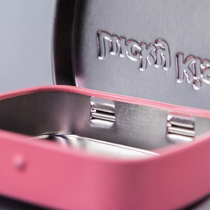 Small tin metal box for sugar-free mints packaging