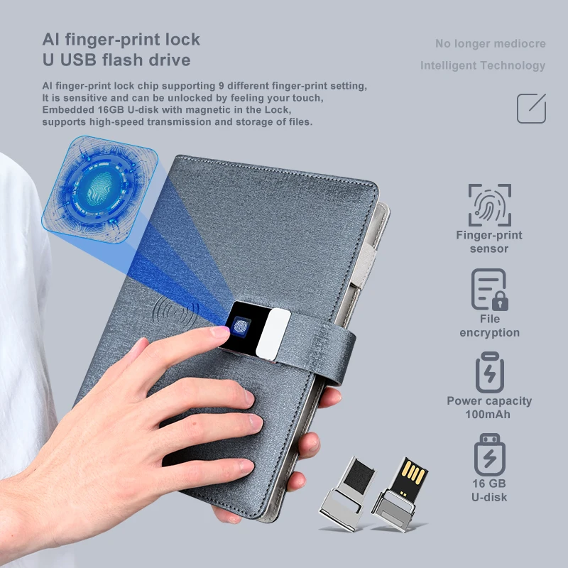 Factory Direct Notepad Mobile Power Notepad Fingerprint Lock Smart Drawing MP4 Player  USB Flash Personalization Customization