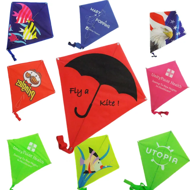 Advertising Custom Printed Diamond Kites flying door color logo Promotion professional delta black kite