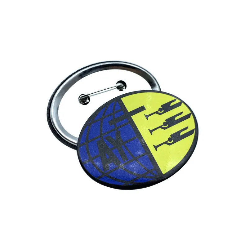
OEM Birthday Promotional Flashing Oval Shape custom buttons badges pin 