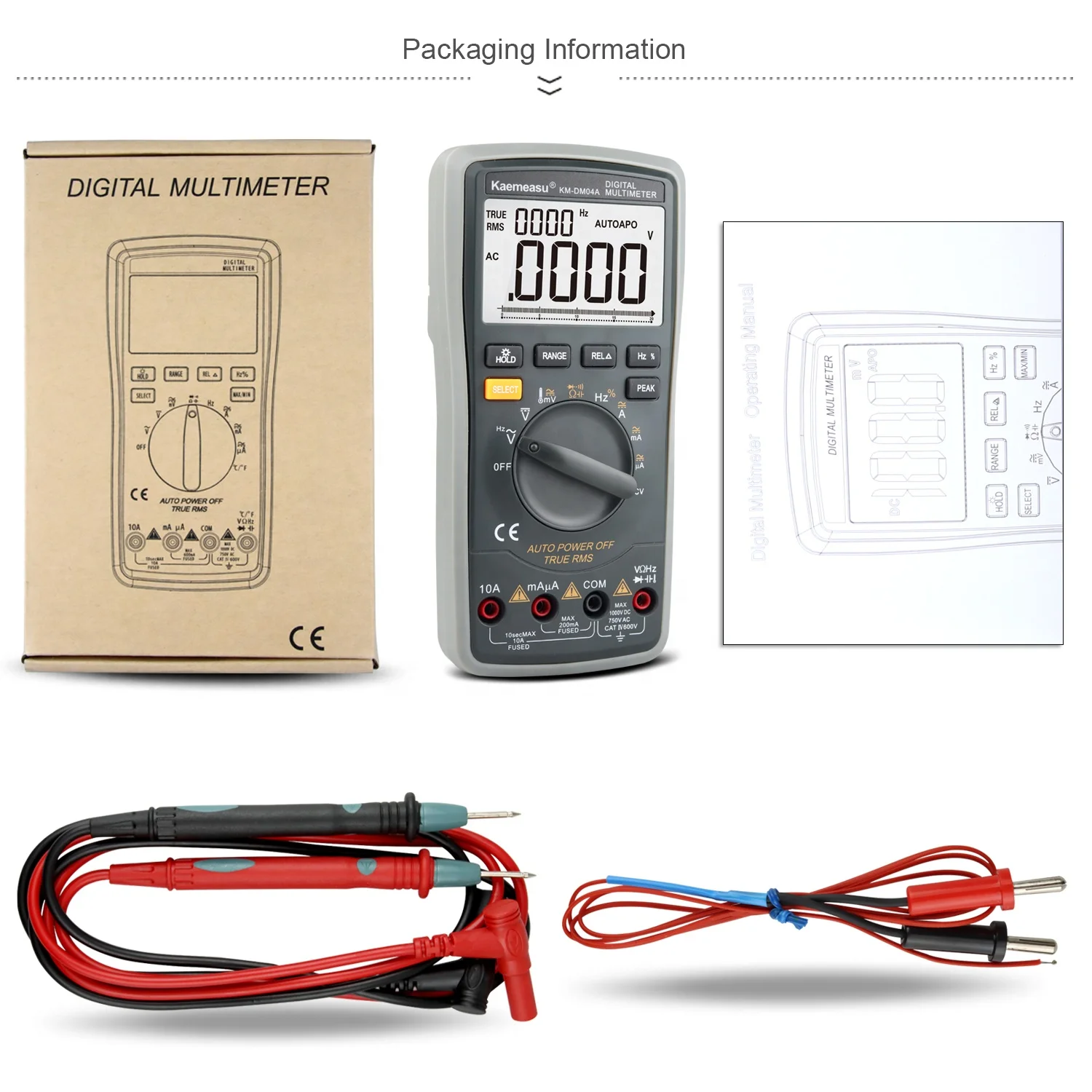 Amazon Top sale 20000 Counts Universal meter DC/AC electronic Autorange Anti burn Digital Multimeters with temperature probe 04A