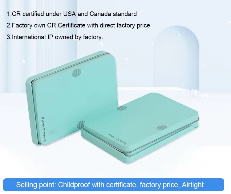 Oem Custom Printed Rectangle Child Resistant Food Tin Slide Box Mini Mint Empty Food Sliding Tin