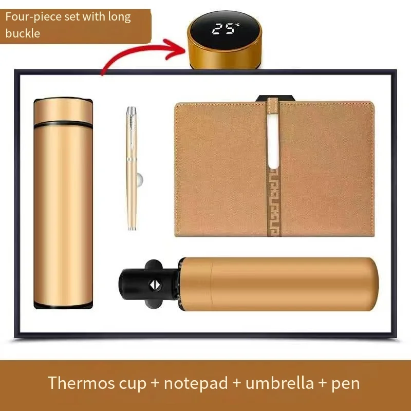 2025 New Design Custom Logo Colorful Corporate Luxury Gift Thermos Cup Notebook Pen Umbrella USB Flash Drive Business Gift Set