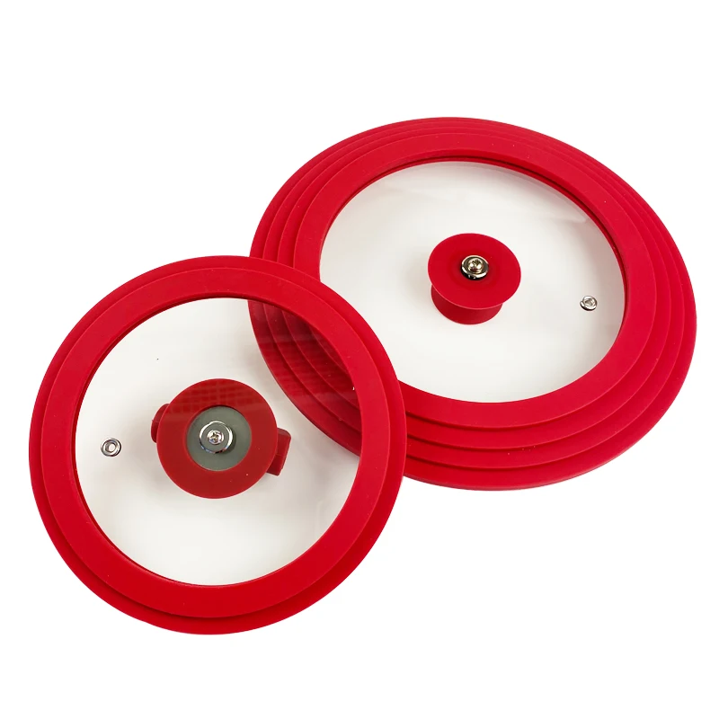 Customizable New Multi Size Universal Cookware Universal Silicone Glass Lid With Knob