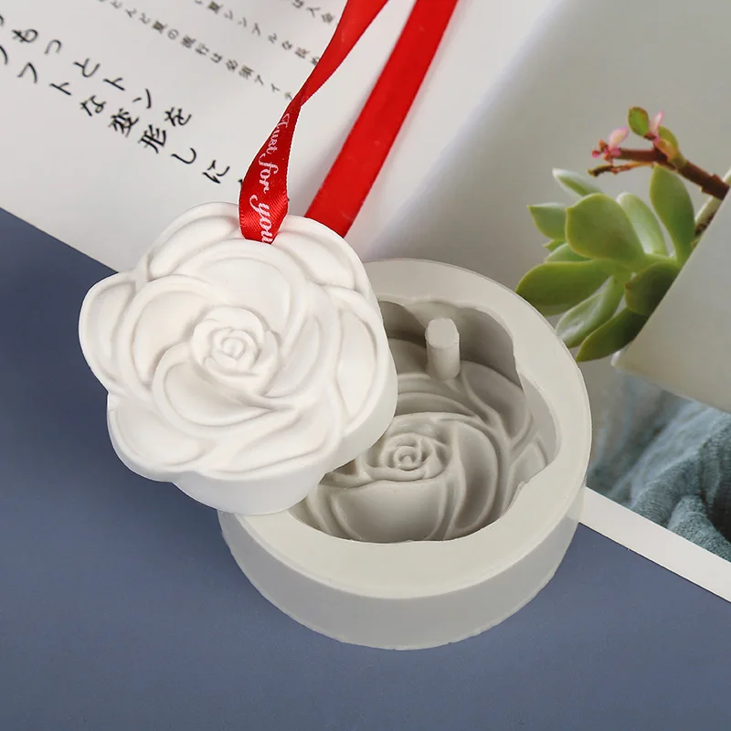 Camellia Rose Flower Soap Candle Mold Silicone Aromatherapy Gypsum Epoxy Mould Handmade Home Decor Gifts