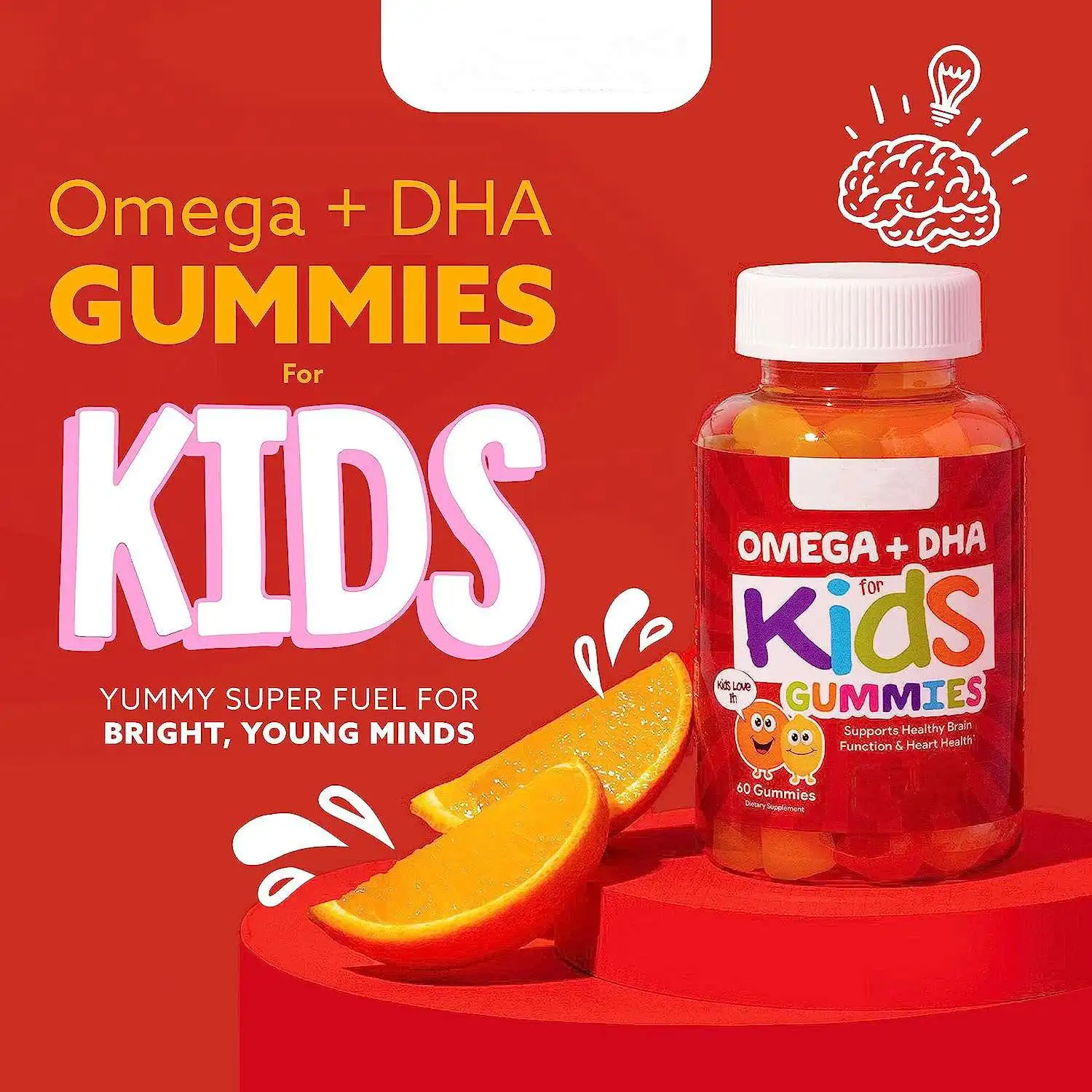 OEM 100% Pure Organic Kids Multivitamin DHA Omega 3 Gummies With Omega 6 9 For Supports Brain Joint Heart Eyes and Immune System