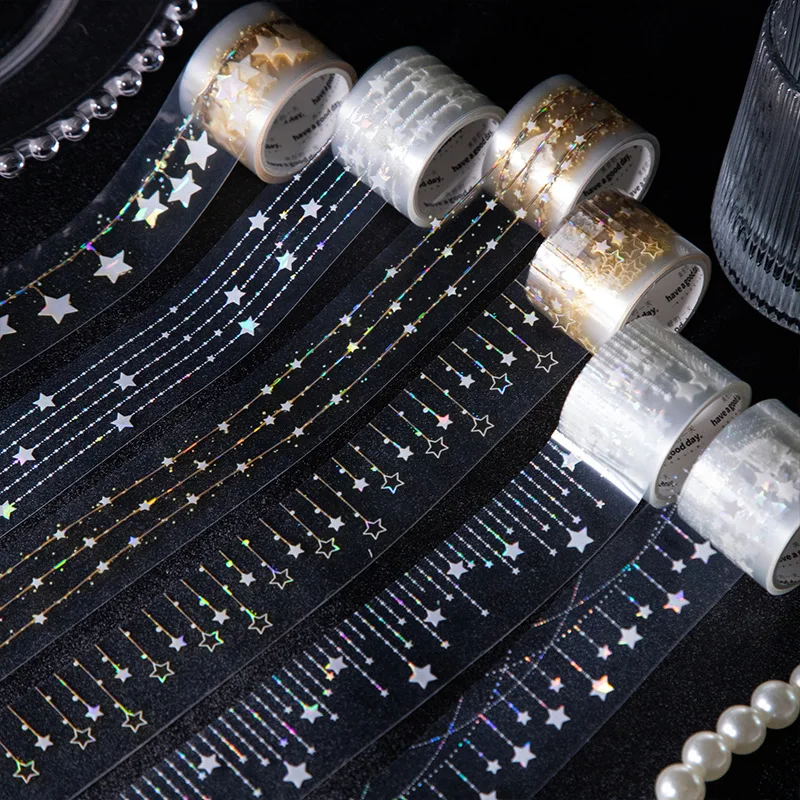 2M/Roll Tape Star Light Curtain Series Shell Light Handbook Material Decoration Collage Bottom DIY