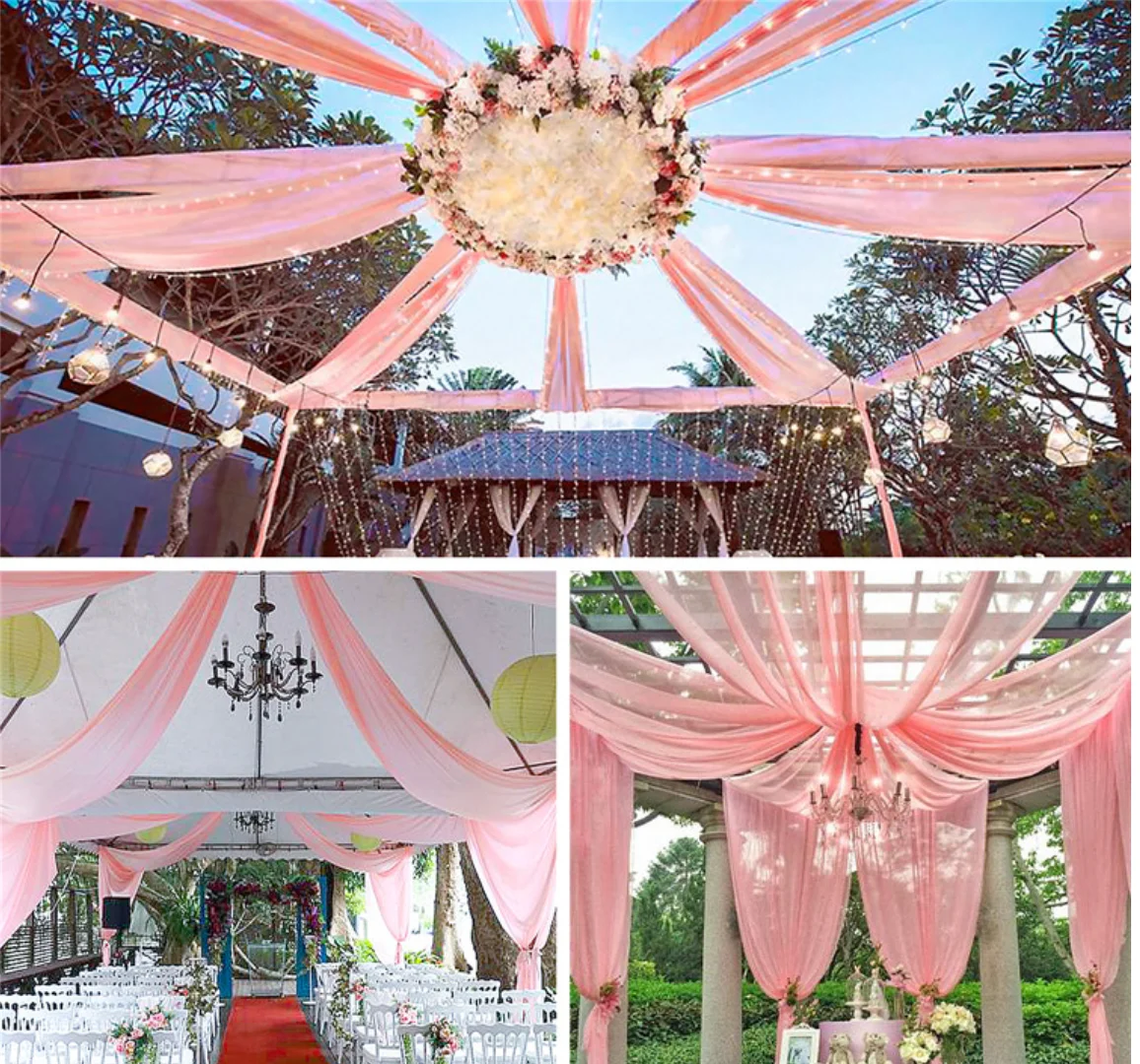 Customize Chiffon fabric  curtain event ceiling decorative backdrop drapes for Event wedding decoration
