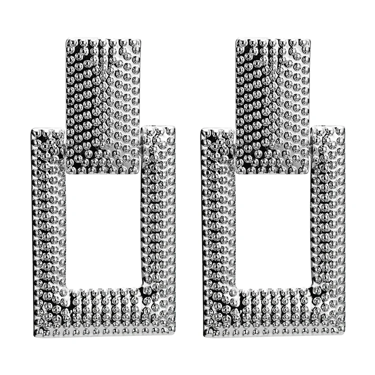 
European and American boho fashion vintage gold popular hot sale statement big square bump alloy jewelry earrings for women 