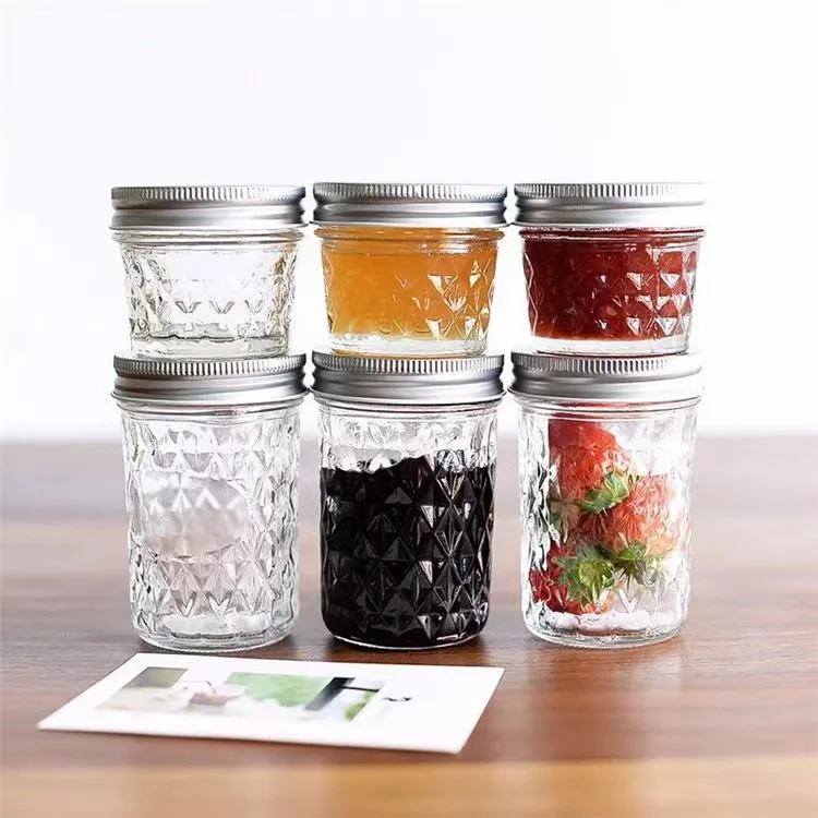 Different Sizes  4oz Glass Mason Jar with Metal Lid Glass Container For Canning Jars Jelly Jars for Jam Honey