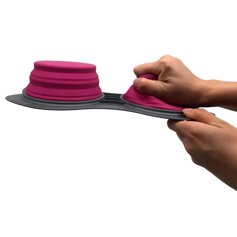 
Collapsible dog bowls silicone bone shape double dog food bowl collapsible double dog bowl 