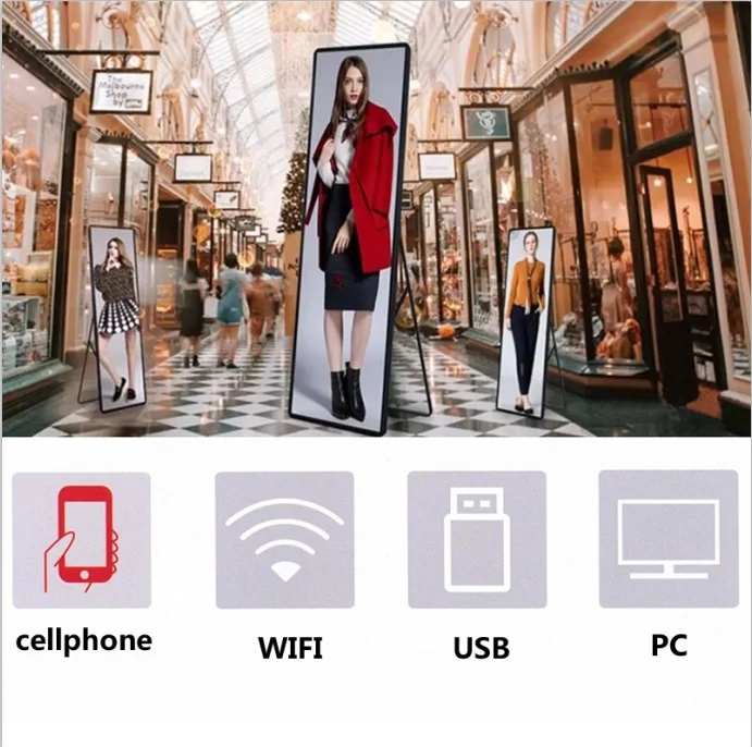 outdoor screen advertising foldable trade show display portable menu led display stand battery powered kiosks poster