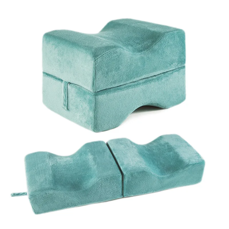 Velvet Bed Sleep Wedge Comfort Leg Rest Memory Foam Contour Knee Pillow Leg Pillow For Side Sleeper