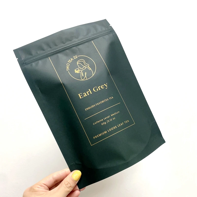 AT PACK New Arrivals Aluminum Foil Stand Up Pouch Teabag Pouch With Ziplock Top For 28 teabag