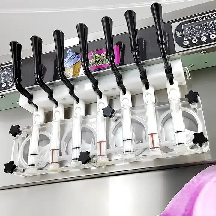 GOOPIKK 7 Flavors 65L/H Soft Serve Ice Cream Machine Frozen Yogurt Ice Cream Maker Commercial 4+3 Mixed Flavors With 4 Tanks