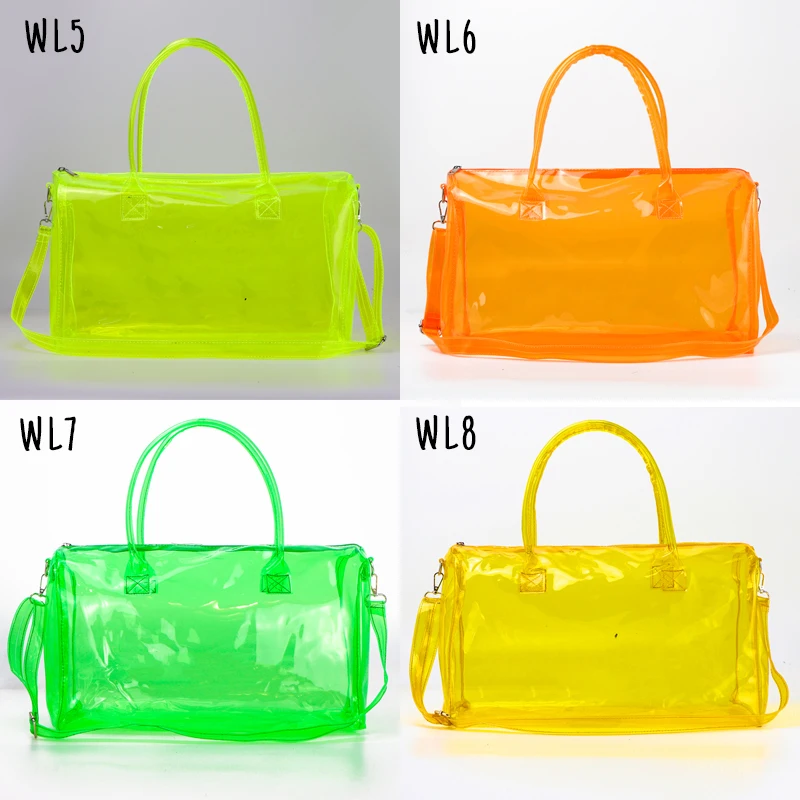 Custom Bag Logo Wholesale Clear Overnight Bag Spend The Night Duffel Bags PVC Duffle Handbag Sac Au Dos