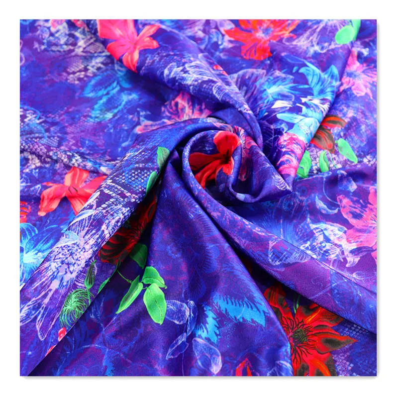 Hot sales 50D polyester  printed silk  satin chiffon fabric for dress