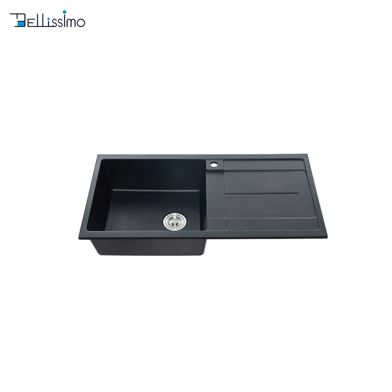 
LS-CD02 1000*500*220 Modern Design High Performance Composite Black Granite Resin Square Kitchen Sink 