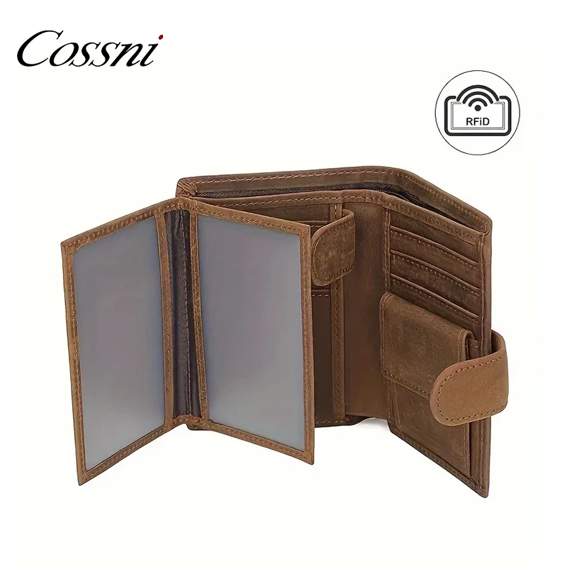COSSNI New Leather Card Holder Wallet Genuine Leather Wallet Stylish RFID Blocking Wallets for Men
