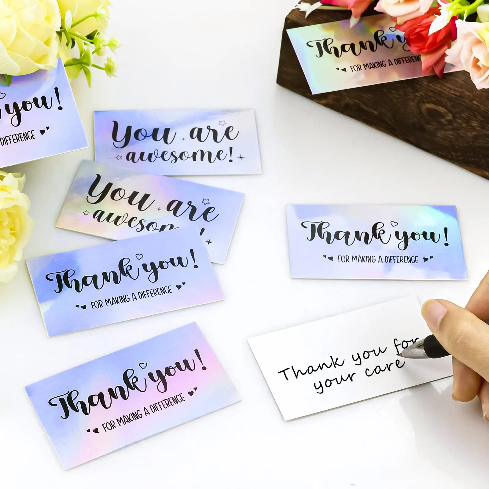 Wholesale Custom UV Holographic Laser Gold Foil Design Business Card Gift Small Business Thank You Note Card