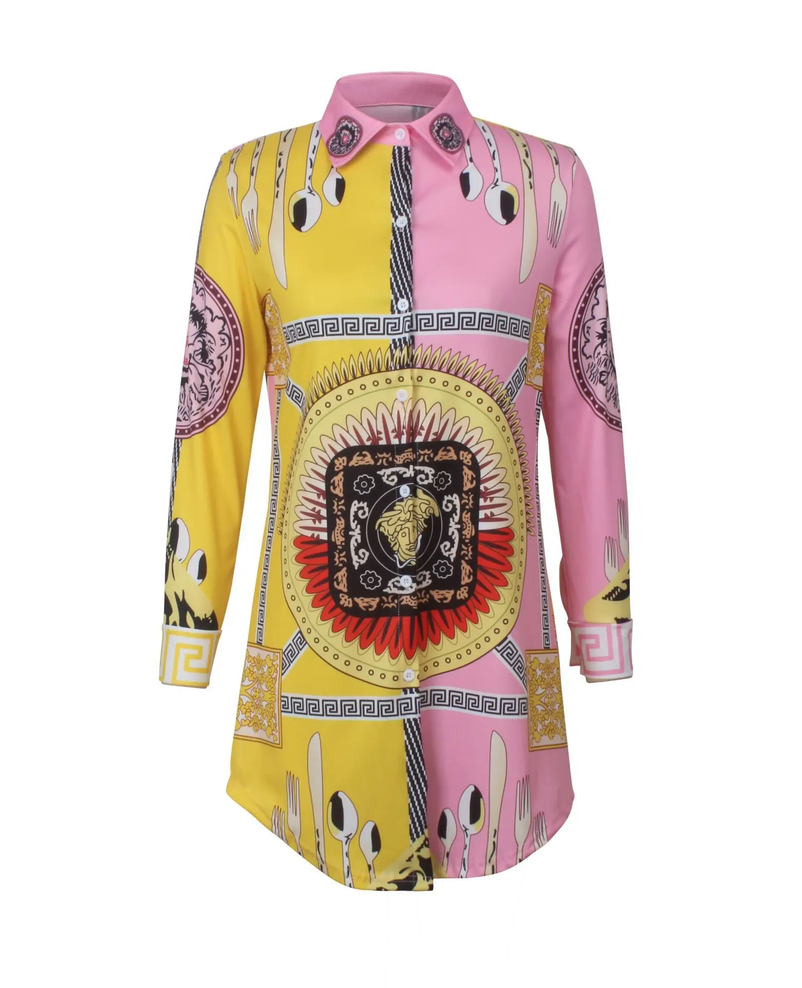 
BN-ZR12 Woman Clothing Shirt Dress Casual Dress Girl Lady Women Spring Summer Autumn Winter Loose Print 2 Pcs High Qualiy Adults 