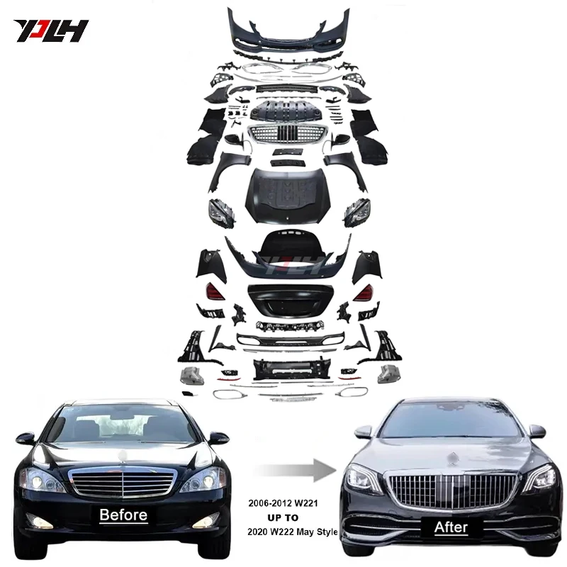 W221 Facelift Upgrade Body Kit For Mercedes-Benz W221 S Class 2006-2012 Year Upgrade to 2020 Year W222 May Style