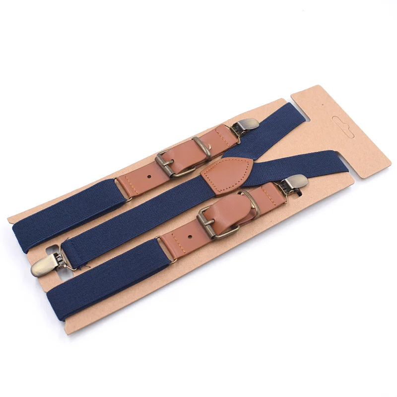 Wholesale Custom Solid Color Self Tie Bowtie  Adjustable  Y Back Elastic Braces Suspenders For Men Boy