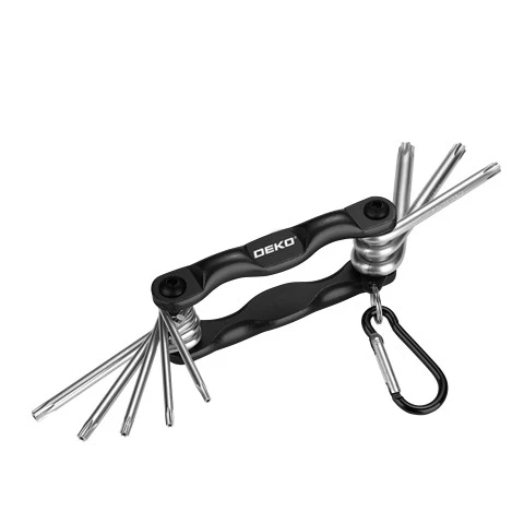 DEKO DKA0804T-8 8Pcs Folding Torx Key Set Mini Repair Hand Tool Kit T9 T10 T15 T20 T25 T27 T30 T40 Multi-functional Tool Set