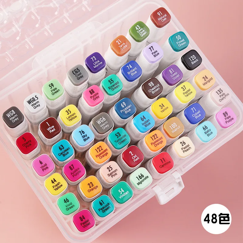 Factory price 48/80pcs/set stable quality twin tip markers for sketching art supplies alcohol sketch pen drawing twin marker