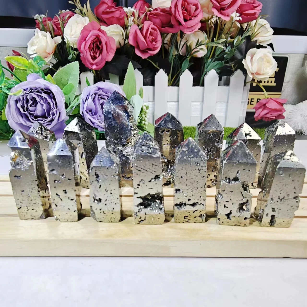 Pyrite Towers Wholesale Beautiful Healing Decorative Crystal Pyrite Points For Decoration Fengshui