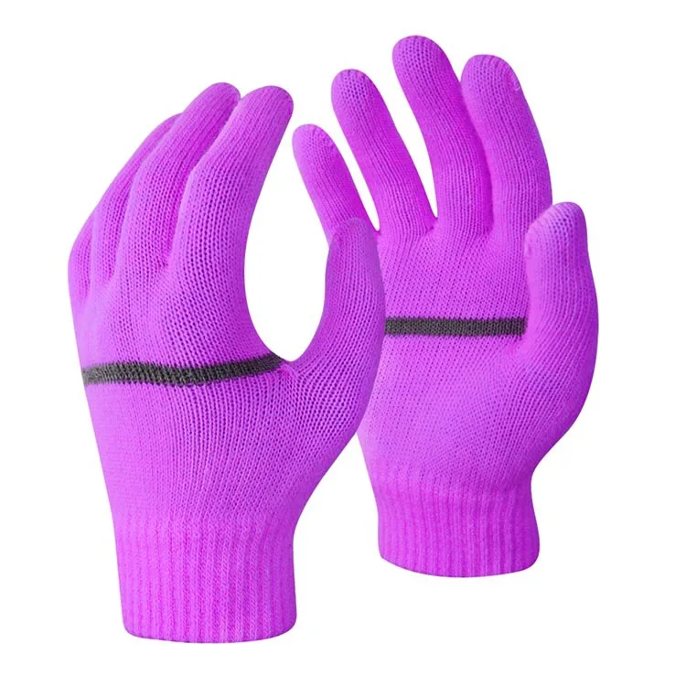 Magic Knit Gloves With Reflective yarn  Full Finger Reflective Stripe Gloves Soft Stretchy Knit Mittens