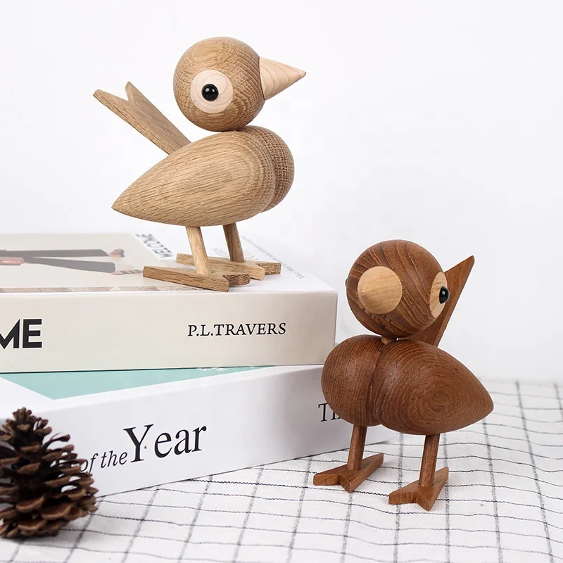 Dolls finished Wooden Toy Painting Europe Wood Style Simply Crafts natrual Color Feature animal Sparrow ornament for home decor
