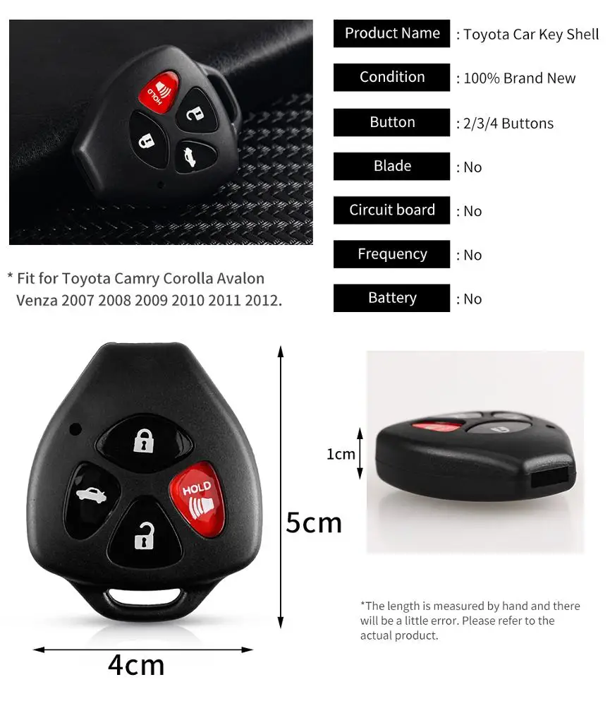 Toyot 3+1 buttons remote key shell blade for Toyot Car Key Shell Case Fob fits Corolla Camry Matrix Yaris RAV4