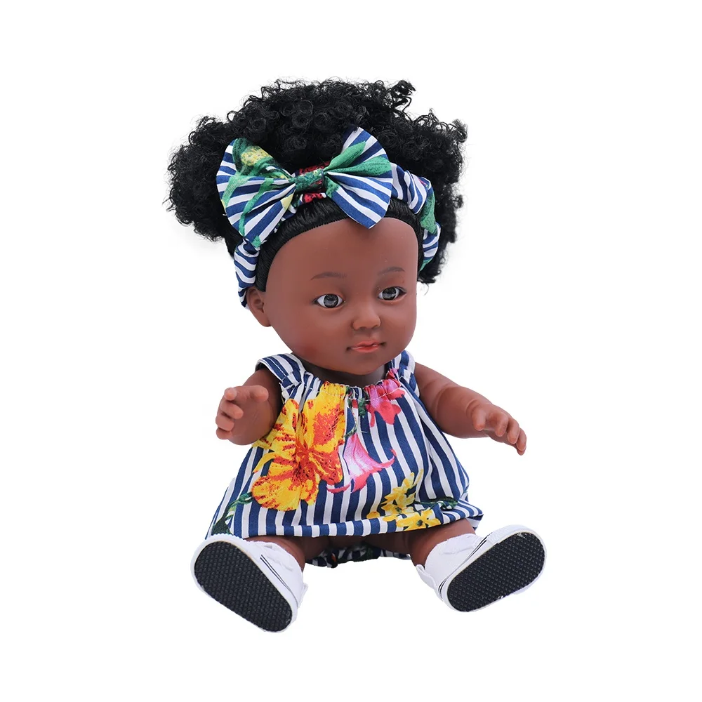 Toy 2023 Black doll  Lifelike Soft Reborn Baby Doll Gift 10 Inch African Vinyl Rubber Baby Toys Doll Wholesale