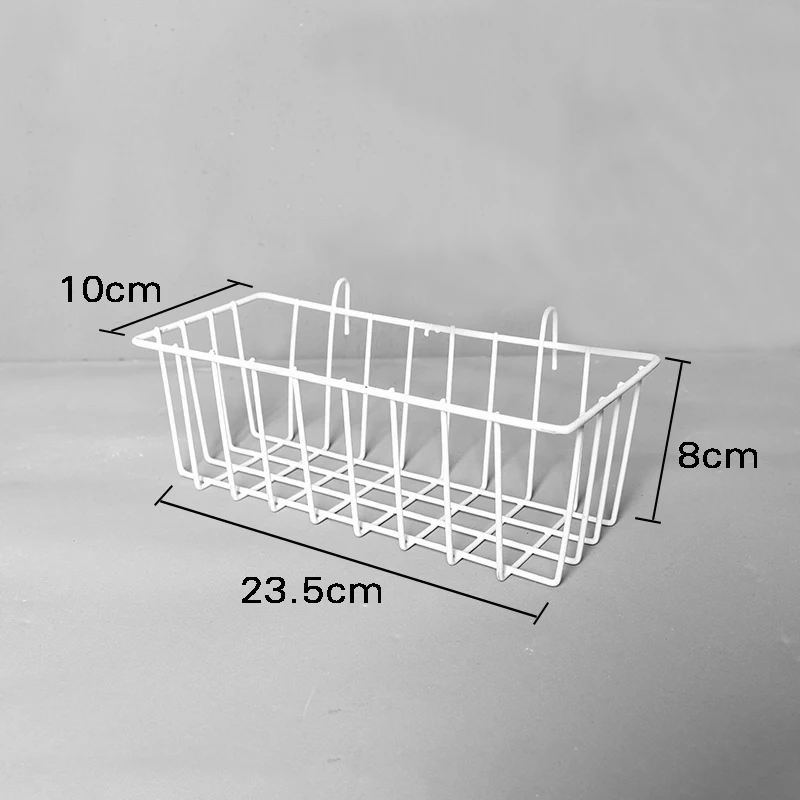 Simple modern rectangle Black White Metal Wire Wall grid rack Mounted Hanging Storage Basket