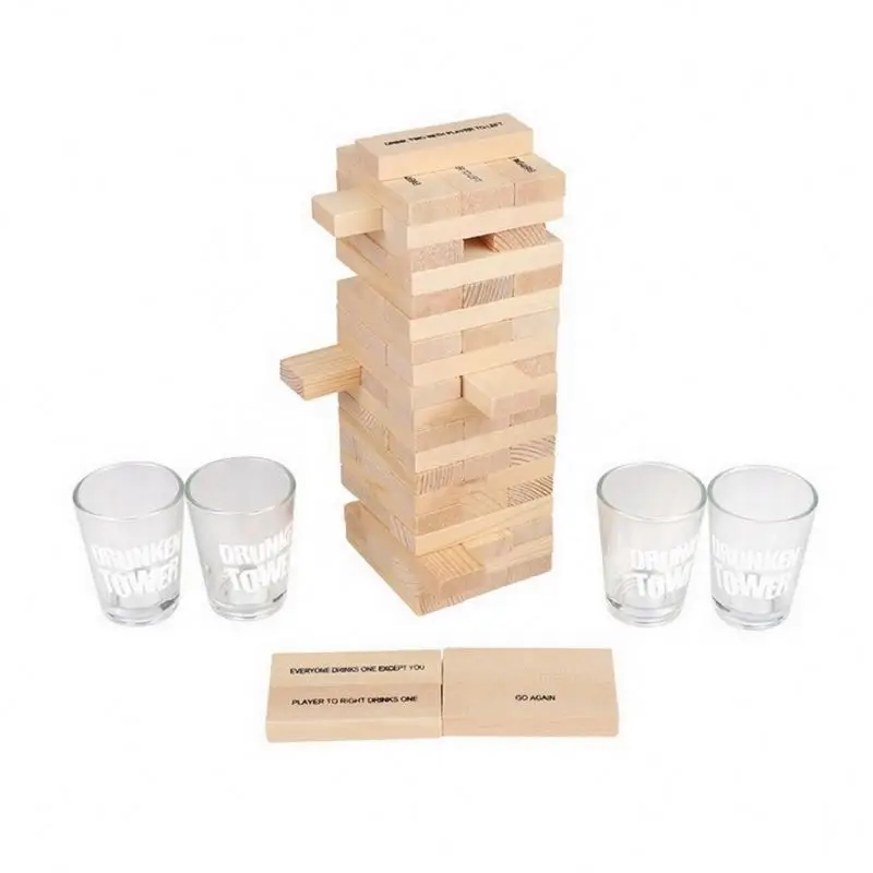 High Quality Wooden Building Party Drinking Stacking Game Adult Kids Blocks Game