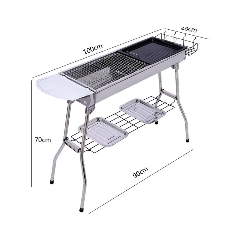 Hot selling new low price thickened stainless steel grill grill outdoor portable folding carbon grill wholesale