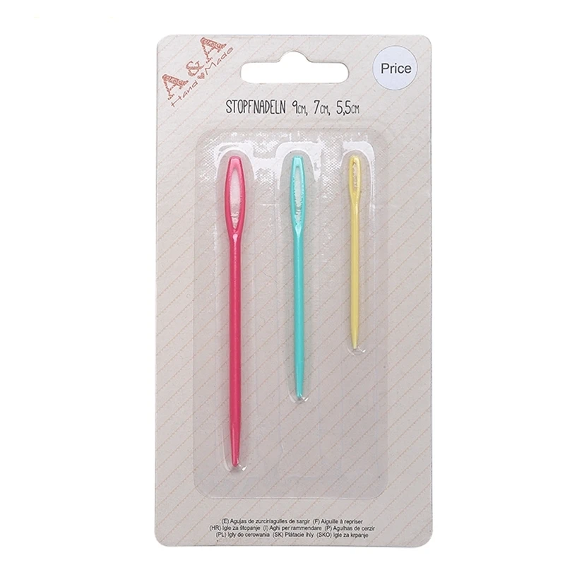 Красочные пластиковые ручной Вышивание пряжа Дарнинг Гобеленовые иглы, большой глаз пластиковые ручки иглы для плетения