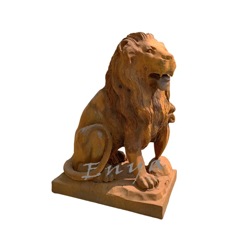 Cast Iron Big Paired Garden Large Outdoor Lion Animal Statues Life Size