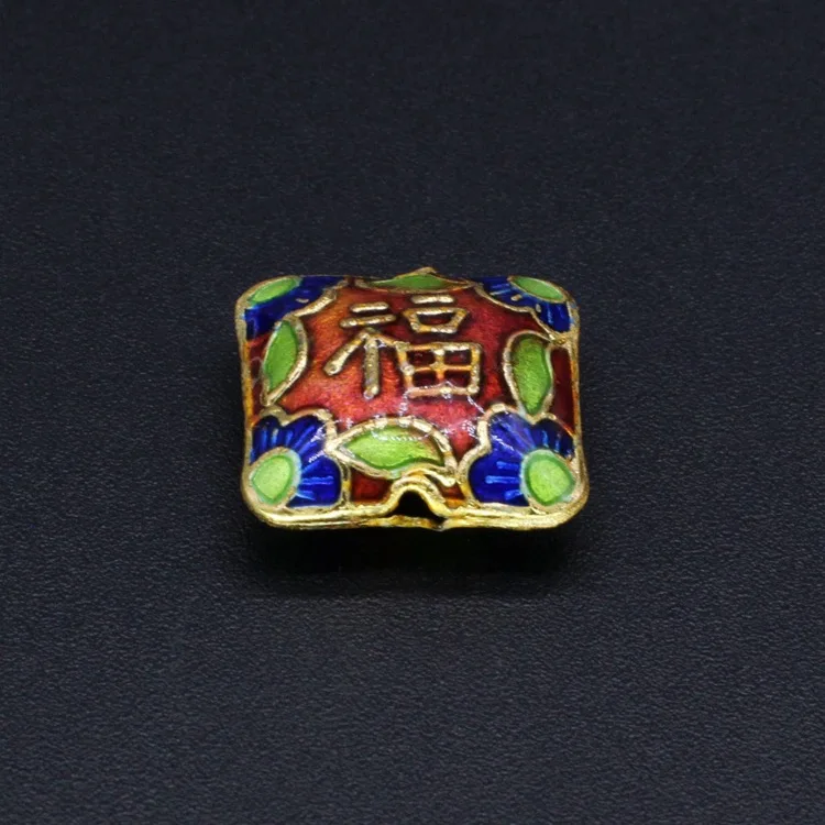 jincan traditional high temperature enamel mechanism silver blue antique jewelry accessories back cloud bead Cloisonne 15 mm sma