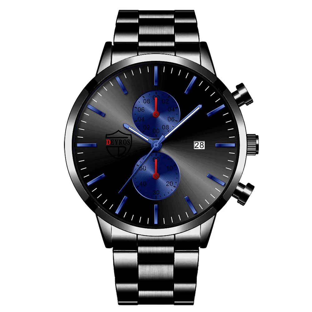 New Calendar Men fashion luminous Stainless steel with quartz watch Student watch