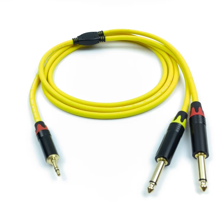 3.5mm 1/8 inch TRS Dual 6.35 1/4 TS Audio Cable 2m Y-Splitter RCA Adapter OFC Gold Plated Connector Speakers Microphones